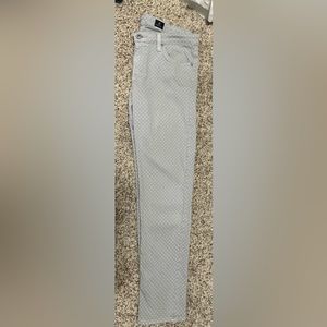 ag adriano goldschmied, grey and white polka dot jeans, size 29R